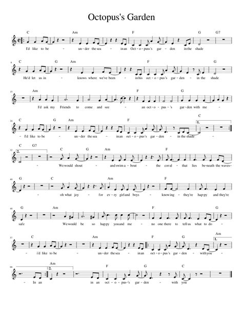 Octopuss Garden Sheet Music For Piano Solo Download And Print In