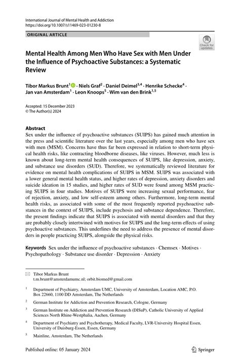PDF Mental Health Among Men Who Have Sex With Men Under The Influence Of Psychoactive
