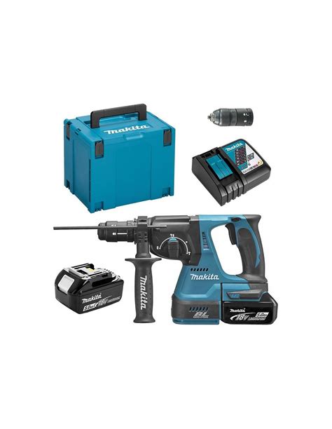 Marteau Perforateur Makita Dhr243rtj à Batteries Lxt 18 V Sds Plus 2 X 5 Ah