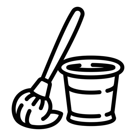 Mop Bucket Clipart Black And White