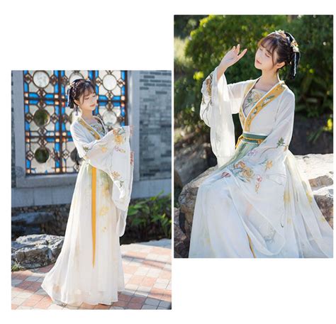 Three Piece Set Chinese Hanfu Womens Apricot Qixiong Ruqun Hanfu Girl