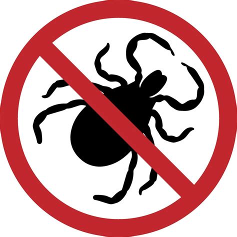 Tick stop warning sign. Stop parasite or tick, pest control and