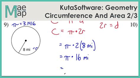 Kutasoftware Geometry Circumference And Area Of Circles Part 2 Youtube