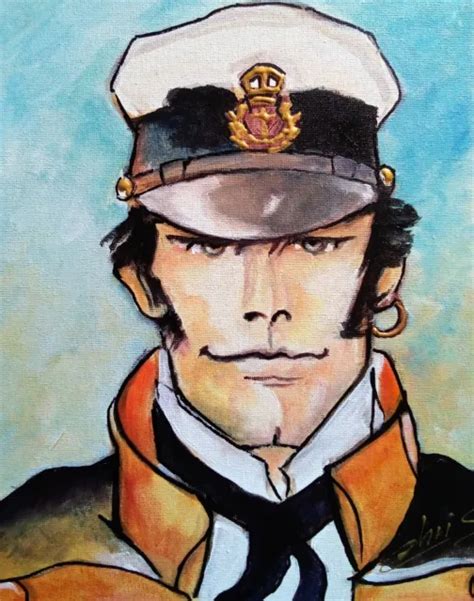 TABLEAU PEINTURE TOILE Deco Bd Portrait Corto Maltese Marin Original