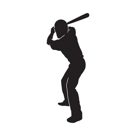 Baseball Player Silhouette Man Batter Vector Illustration On White