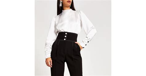 River Island White Long Sleeve Blouse Lyst