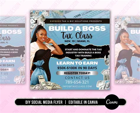 Diy Tax Class Flyer Tax Services Tax Preparation Flyer Tax Etsy