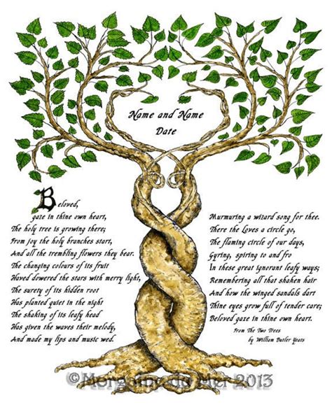 Two Trees Entwined W Poem X Wedding Print Personalized Etsy