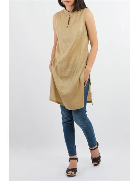 Vogue Linen Silk Tunic Golden Brown