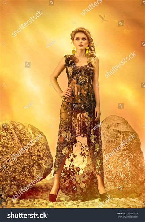 Sexy Blonde Black Peignoir Outdoor Stock Photo 148030979 Shutterstock