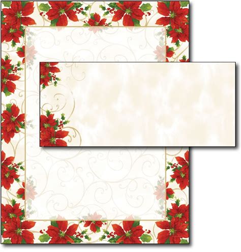 Poinsettia Swirl Letterhead Paper Envelopes Sets Walmart