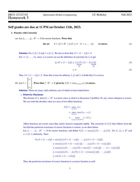 Hw Sol Hw Assignment Eecs At Optimization Models In