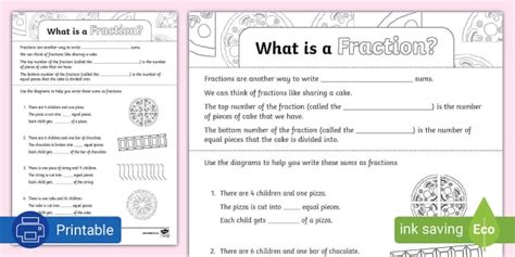 What Is A Fraction Activity Sheet L Insegnante Ha Fatto