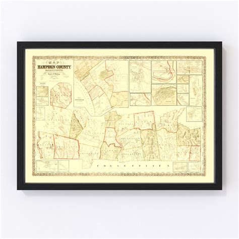 Vintage Map Of Hampden County Massachusetts 1855 By Teds Vintage Art