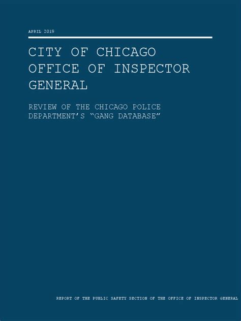 Chicago Inspector Generals Gang Database Review Pdf