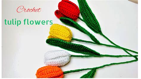 Crochet tulips how to crochet tulip flowers for beginners የጽጌሬዳ አበባ