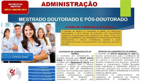 Pós Mestrado E Doutorado - MESTRADO DOUTORADO E PÓS-DOUTORADO EM ADMINISTRAÇÃO