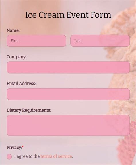 ice cream event form template formbuilder
