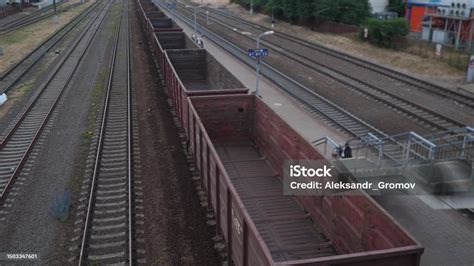Empty Freight Train Slowly Moving Stock Photo Download Image Now