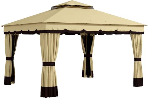 Outsunny 10 X 12 Patio Gazebo Double Roof Outdoor Gazebo Canopy Shelter With Netting And