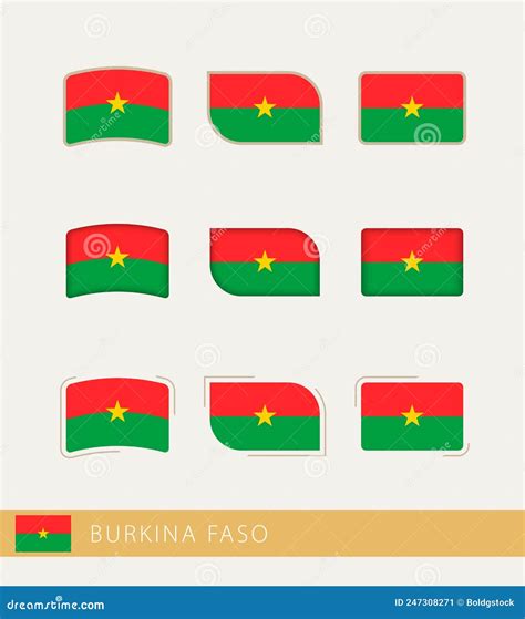 Vector Flags of Burkina Faso, Collection of Burkina Faso Flags Stock