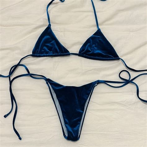 Swim Elegant Blue Velvet Bikini Set Poshmark