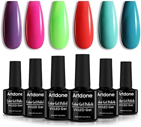 Amazon Artdone Gel Nail Polish Set Colors Nude Grey Peach Dark Red Colors Nail Polish