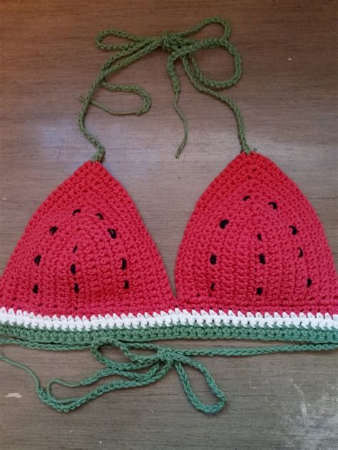 Crocheted Watermelon Bikini Top Bralette Summerwear Etsy