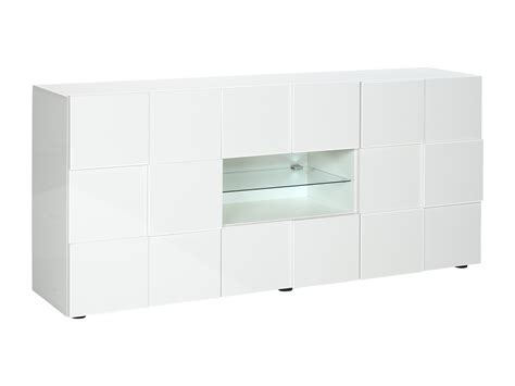 Buffet LEDs 2 portes 2 tiroirs Blanc laqué CALISTO