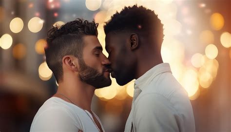 Premium Photo Two Gay Men Kissing Each Other Valentine S Day Concept