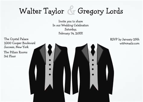 Gay Wedding Invitation Templates Free Sample Example Format