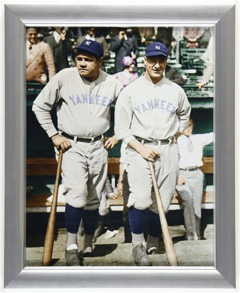 Babe Ruth Lou Gehrig Custom Framed Colorized Photo Pristine Auction