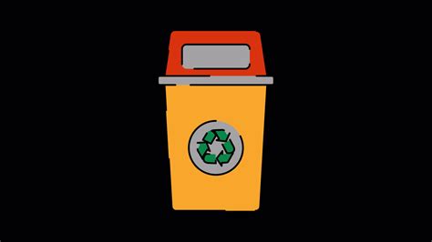 Rubbish Bin Animated Motion Graphic With Alpha Channel Rubbish Bin 4k