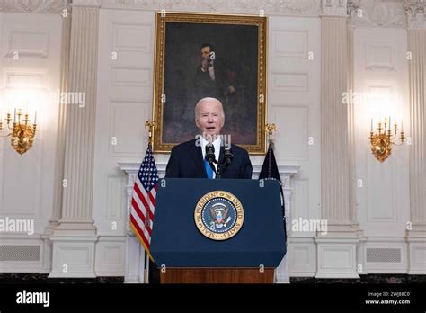 US President Joe Biden Delivers Remarks In The State Dining Room Of The