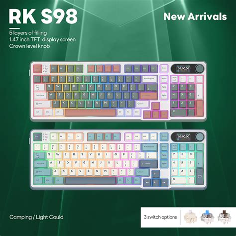 RK S98 RK ROYAL KLUDGE Tri Mode Hot Swap RGB Backlight Bluetooth Wireless PBT Keycap Mechanical