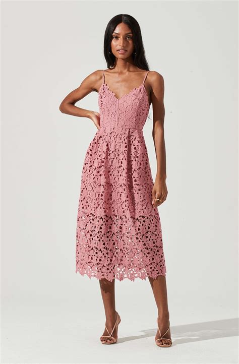 Pink Lace Midi Dress