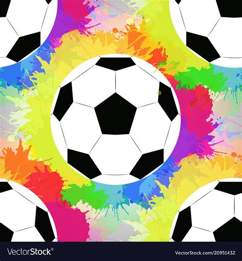 Watercolor Rainbow Soccer Balls Paint Splash Single Image Vector