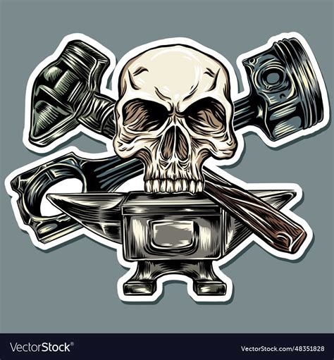 Sticker skull motorcycle logo and banners Vector Image