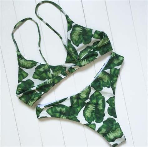 Green Cute Leaf Two Piece Bikini On Luulla
