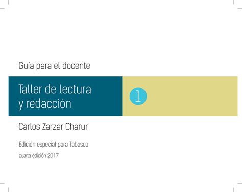 Taller De Lectura Y Redacci N Gu A Para El Docente Carlos Zarzar