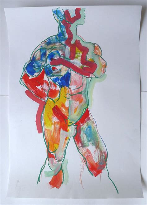 Anthony Roe Life Drawing Male Nude October Crayon Pastel And Acrylic On Paper