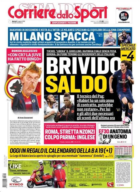 Corriere Dello Sport Italia Martes 14 De Agosto De 2018 Infobae