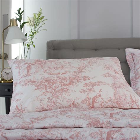 Toile de Jouy Luxury 100% Cotton Pink Duvet Cover Bedding Collection