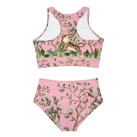 Tiger Jungle High Waisted Bikini Birds And Trees Bikini Two Piece Bikini Patterned Bikini