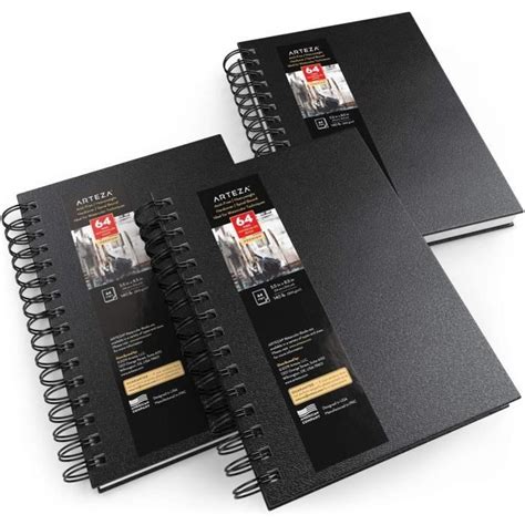 Carnets De Croquis L Aquarelle Arteza X Cm Pack Noirs