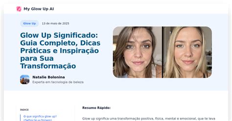 O'que Significa Glow Up - Glow Up Significado: Guia Completo, Dicas Práticas e Inspiração para ...