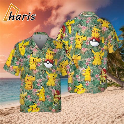 Pokemon Pikachu Tropical Beach Pokemon Hawaiian Shirt Hot Sale