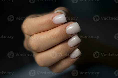 Beautiful Nude Manicure Manicure For Women With Gel Polish Milky Square Short Nails