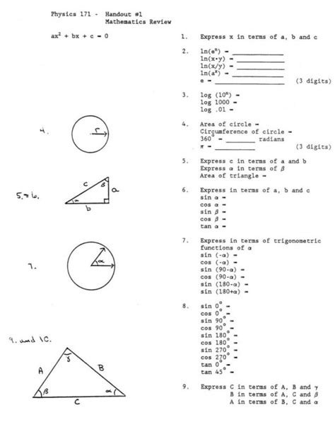 college math practice sheets