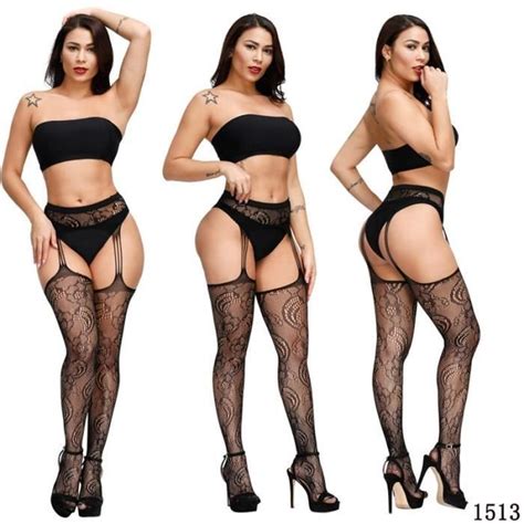 Lingerie Sexy Collant En R Sille Sans Entrejambe Pour Femmes Bas Taille Haute Lingerie